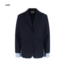 [MIUMIU] 미우미우 여성 체크 셔츠 슬리브 레이어드 자켓