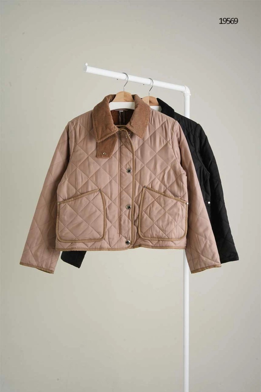 [BURBERRY] 버버리 코듀로이 카라 크롭 퀼팅 자켓