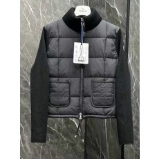 몽클레어 스퀘어 퀼팅 패딩 울 집업 카디건
