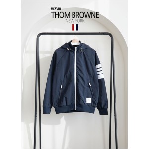 [THOM BROWNE] 톰브라운 엔지니어 메쉬 사선 완장 후드 자켓