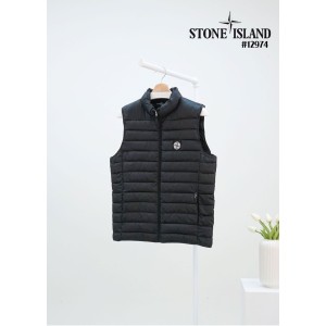 [STONE ISLAND] 스톤아일랜드 남성 와펜 패치 하이넥 경량 다운 베스트