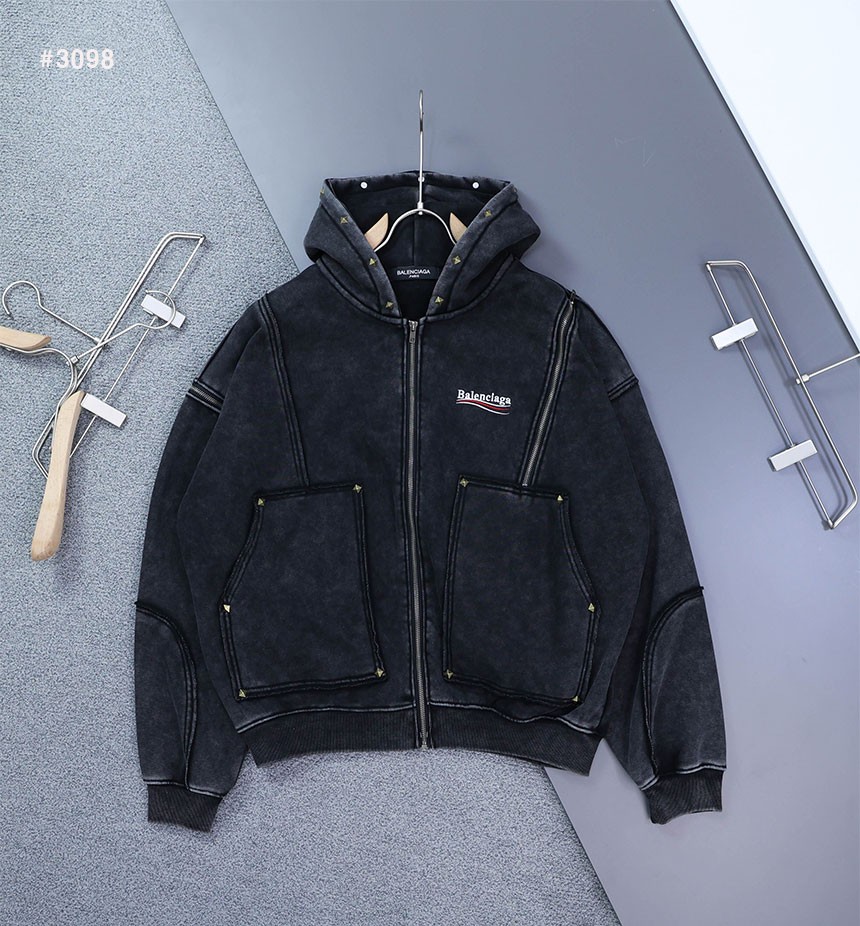 [BALENCIAGA] 발렌시아가 빈티지 피그먼트 워싱 기모 후드 자켓