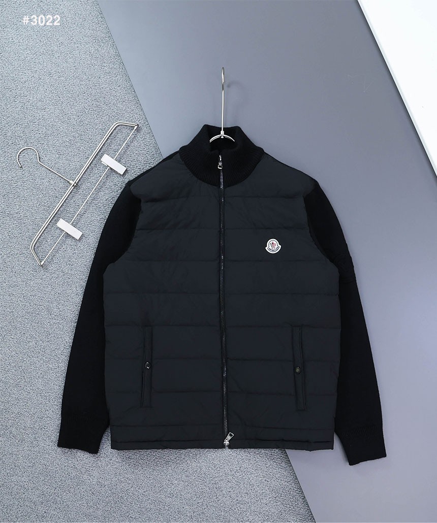 [MONCLER] 몽클레어 로고 패치 니트 패딩 자켓