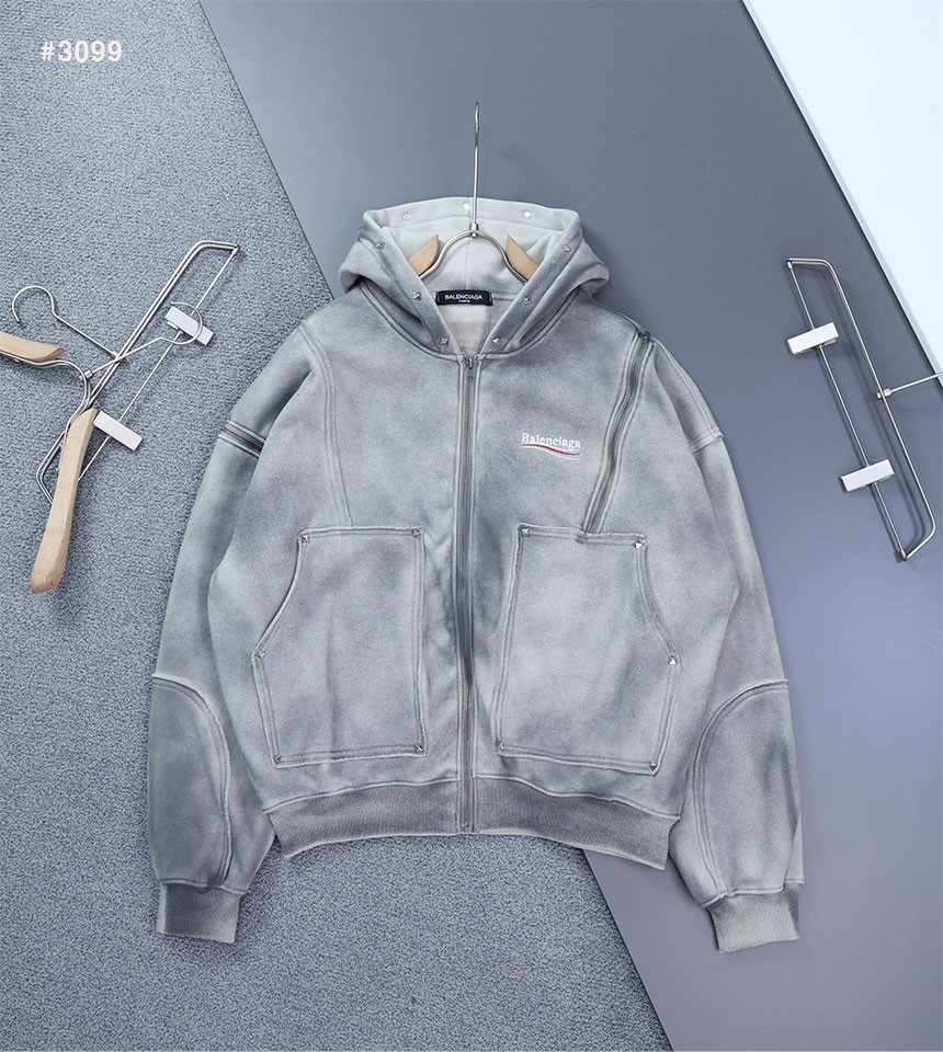 [BALENCIAGA] 발렌시아가 빈티지 피그먼트 워싱 기모 후드 자켓