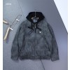 [PRADA]  프라다 삼각로고 기모 하이브리드 후드 레더 융기모 자켓
