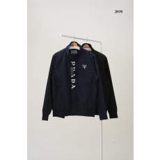[PRADA] 프라다 남성 버티컬 로고 자수 블루종 자켓