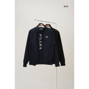 [PRADA] 프라다 남성 버티컬 로고 자수 블루종 자켓