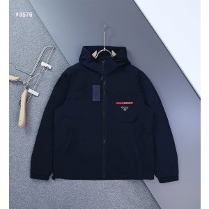 [PRADA] 프라다 포켓 삼각로고 리나일론 후드 자켓