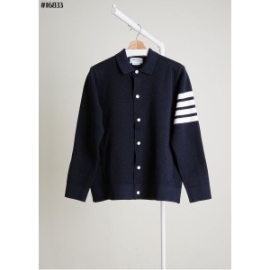 [THOM BROWNE] 톰브라운 코튼 울 릴렉스드 버튼 니트 카라 자켓