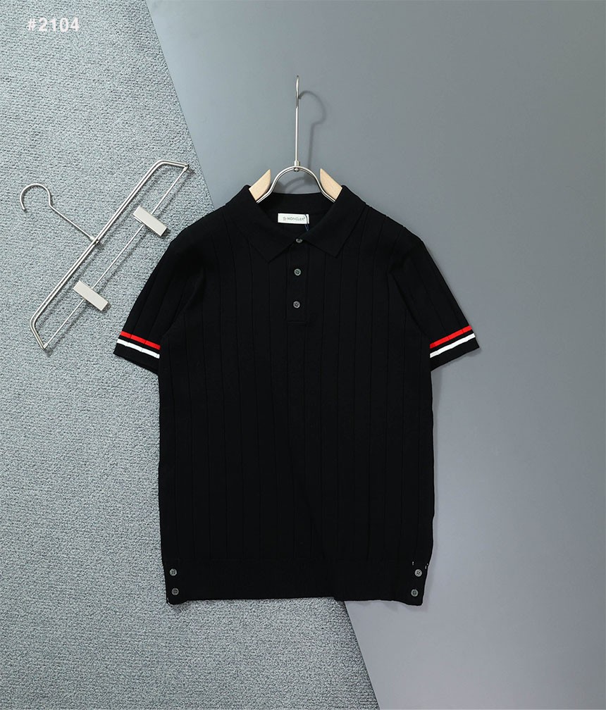 [MONCLER] 몽클레어 트위드 클래식 카라 반팔 니트