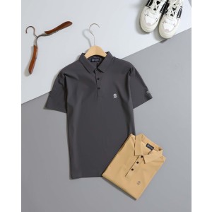브루넬로쿠치넬리 [ B*unello Cucinelli ] 로고 프린트 반팔 카라티셔츠 입고