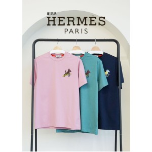 [HERMES] 에르메스 멀티레더패치 홀스해드 코튼 라운드티셔츠