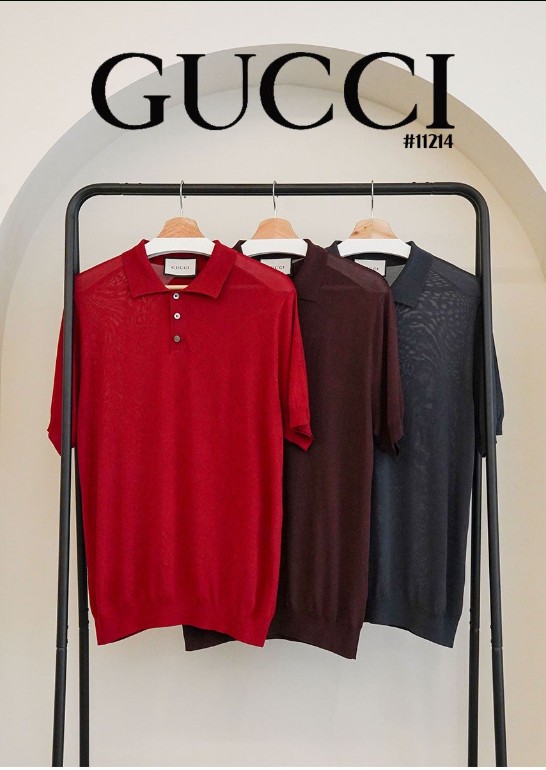 [GUCCI] 구찌 Shell Buttons GG로고 반팔 니트 티셔츠