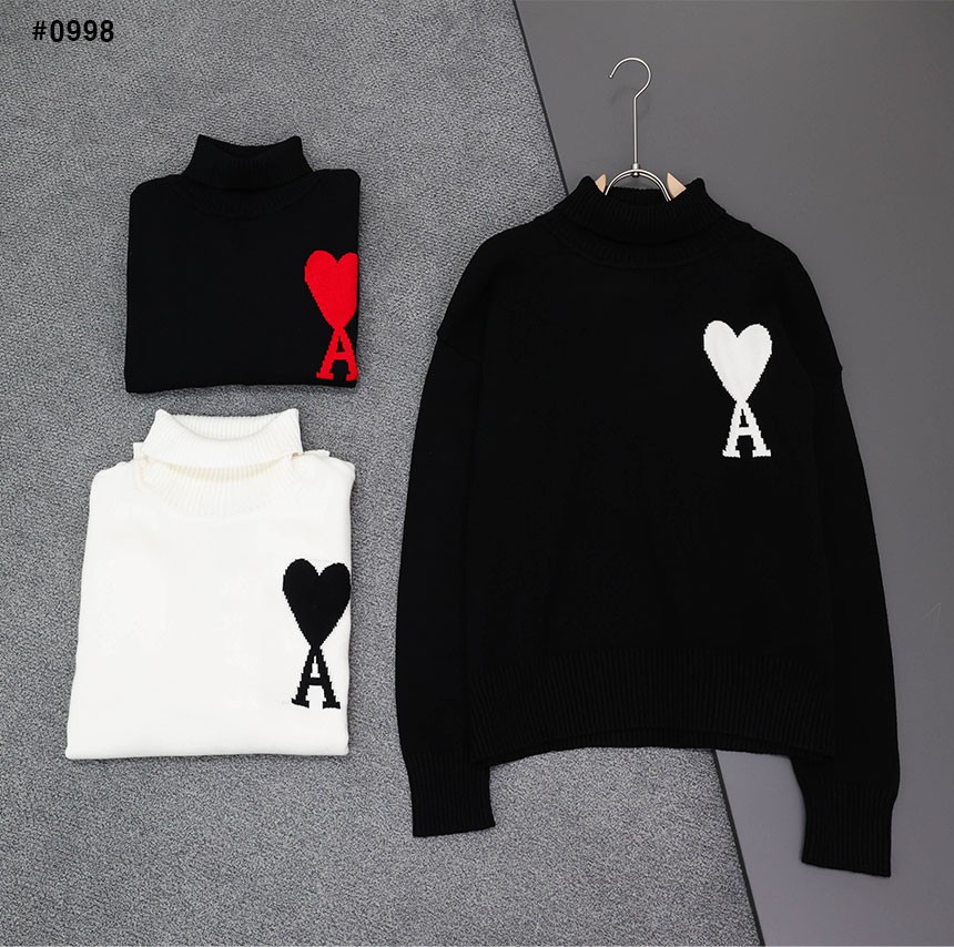 [AMI] 아미 A하트 터틀넥 니트