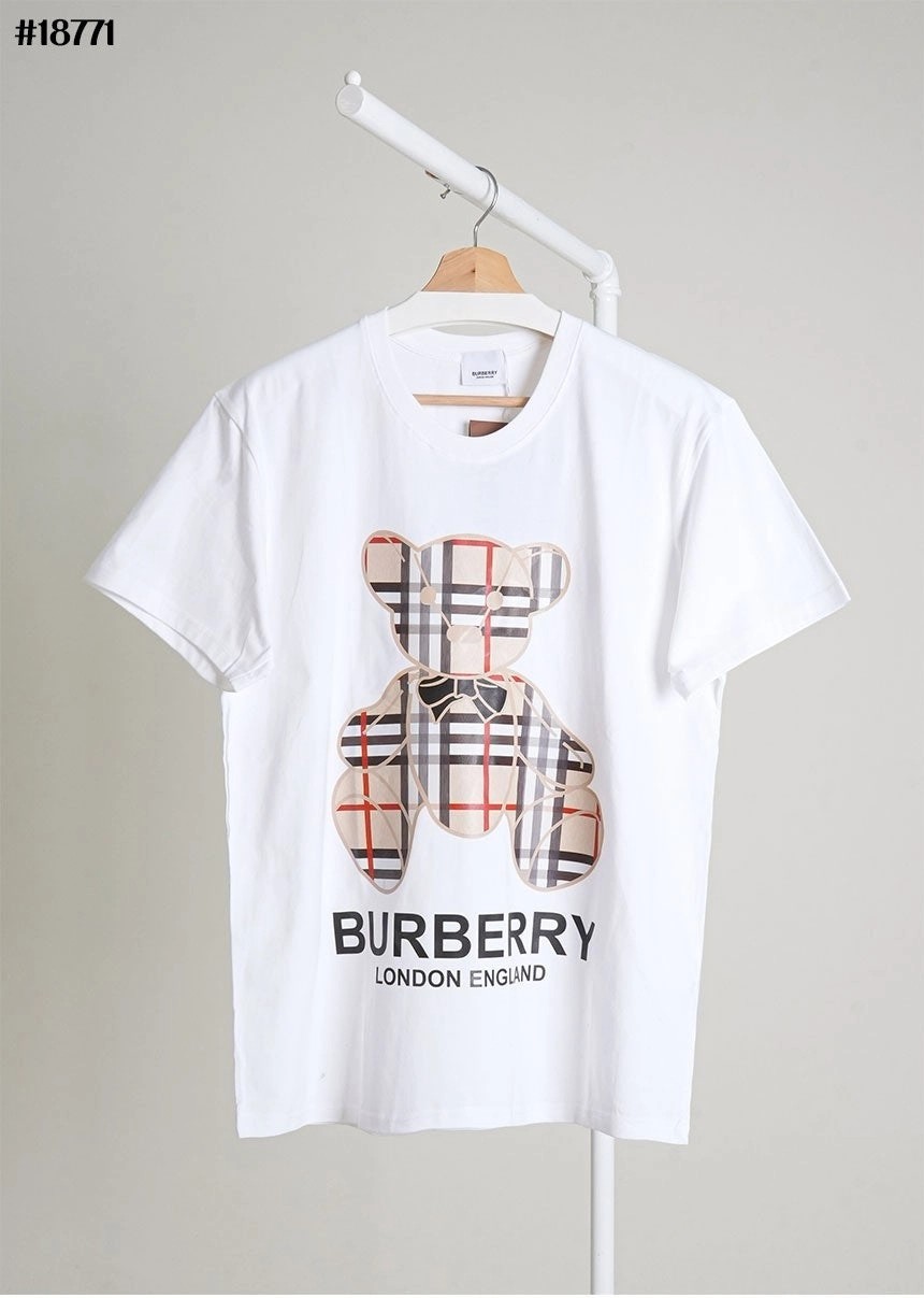 [BURBERRY] 버버리 토마스 체크 베어 숏 슬리브 코튼 그래픽 티셔츠