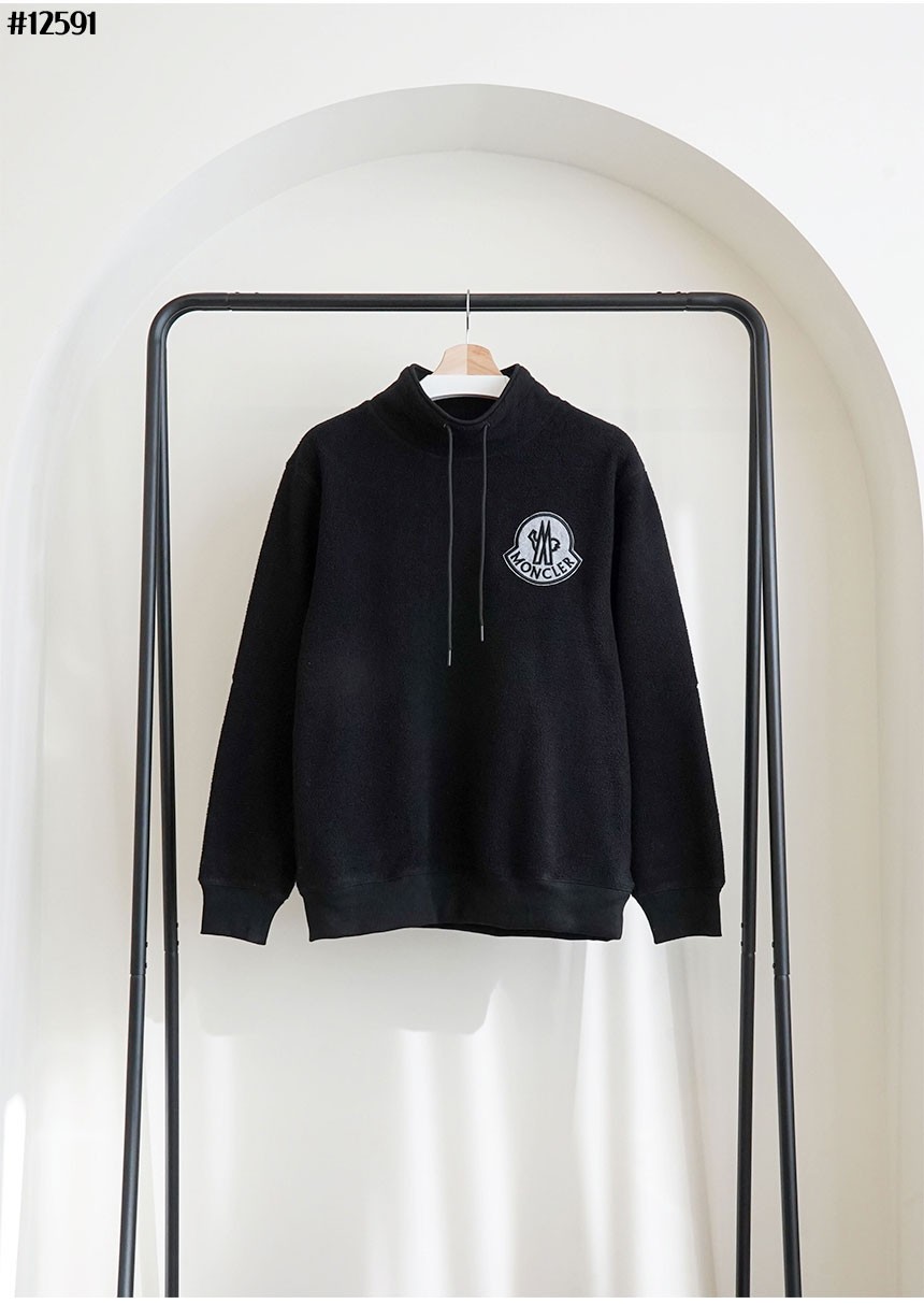 [MONCLER] 몽클레어 수입 빅로고패치 플리스 목폴라 스트링 맨투맨