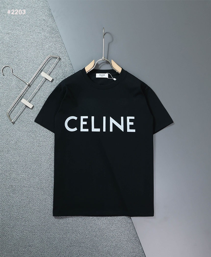 [CELINE] 셀린느 클래식 레터링 로고 라운드 티셔츠
