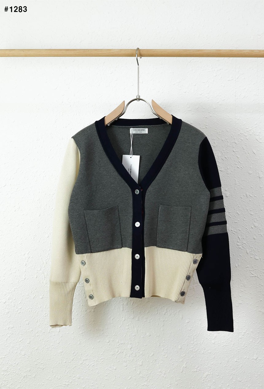 [THOM BROWNE] 톰브라운 배색 가디건