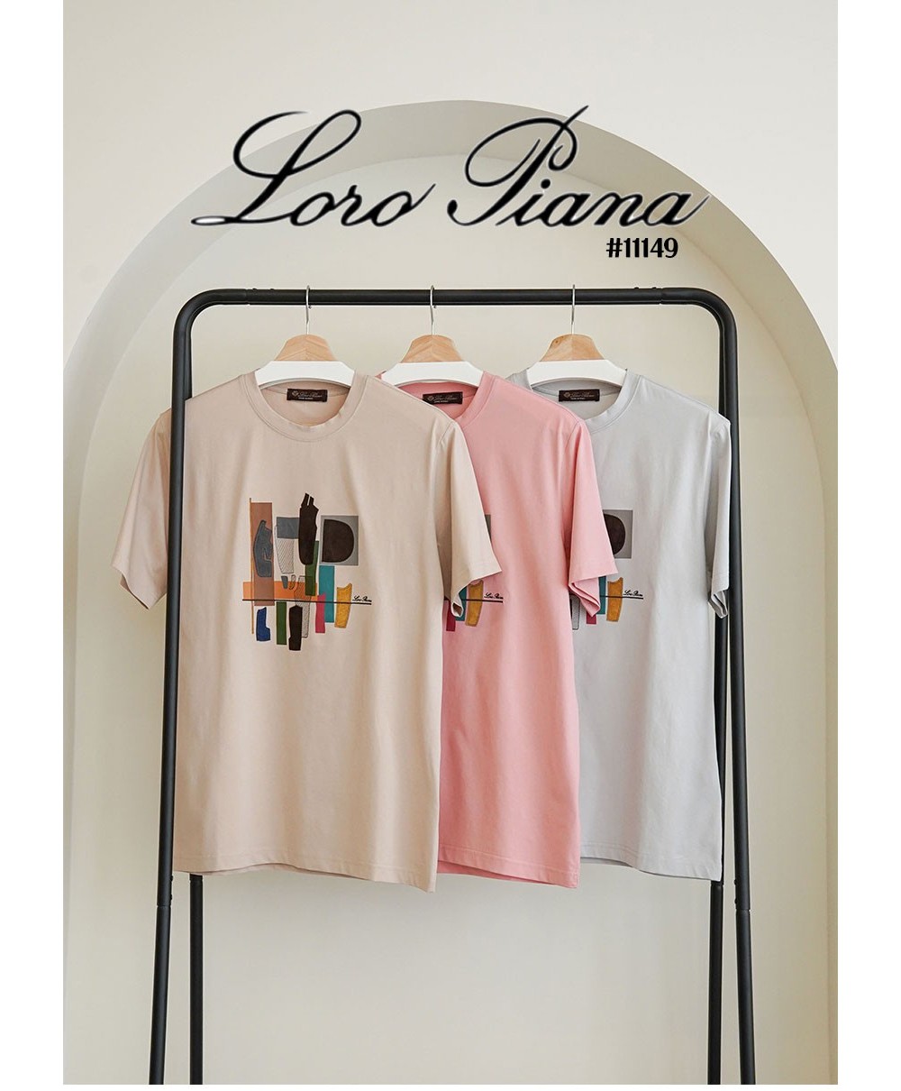 [LORO PIANA] 로로피아나 피카소 그래픽자수 실키스판티셔츠