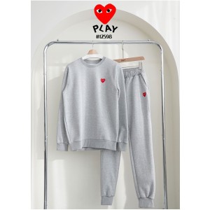 [Comme des Garcons] 꼼데가르송 남여공용 레드하트 로고 맨투맨 & 조거 팬츠 셋