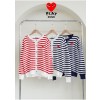 [Comme des Garcons] 꼼데가르송 여성 레드 하트 로고 스트라이프 라운드 니트 가디건