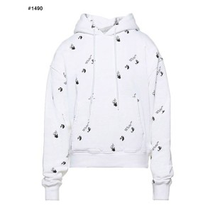 [OFF-WHITE] 오프화이트 올오버 로고 화이트 후드 티셔츠