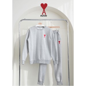 [AMI] 아미 남여공용 레드하트 로고  맨투맨 & 조거 팬츠 셋