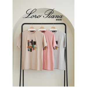 [LORO PIANA] 로로피아나 피카소 그래픽자수 실키스판티셔츠