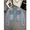 [MIUMIU] 미우미우 백 핑크로고 데님 자켓 청자켓