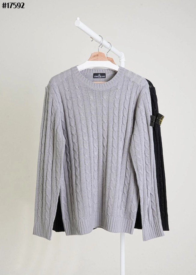 [STONE ISLAND] 스톤아일랜드 와펜 패치 케이블 울 니트 풀오버
