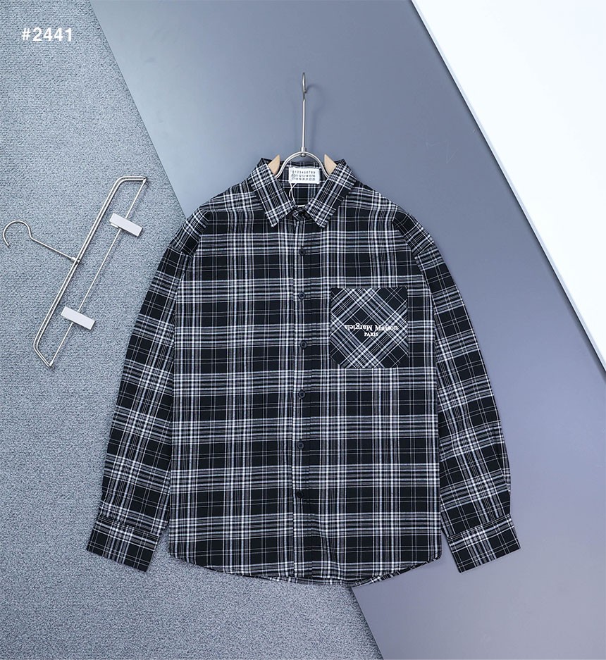 [Maison Margiela] 메종마르지엘라 로고 오버핏 체크 셔츠