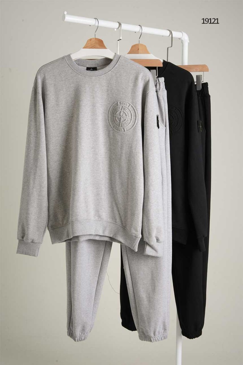 [STONE ISLAND] 스톤아일랜드 와펜 맨투맨 & 조거 밴딩 팬츠셋
