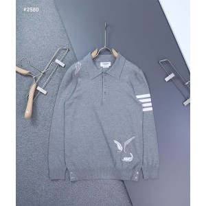 [THOM BROWNE] 톰브라운 남성 페더 인타르시아 4바 카라 니트