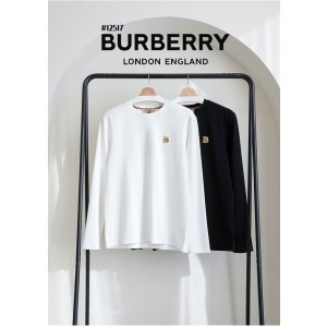 [BURBERRY] 버버리 수입고퀄 체크 골드 B로고 긴팔 티셔츠