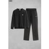 [STONE ISLAND] 스톤아일랜드 블랙 패치 가먼트다잉 맨투맨 티셔츠  & 가먼트다잉 테리 팬츠 셋