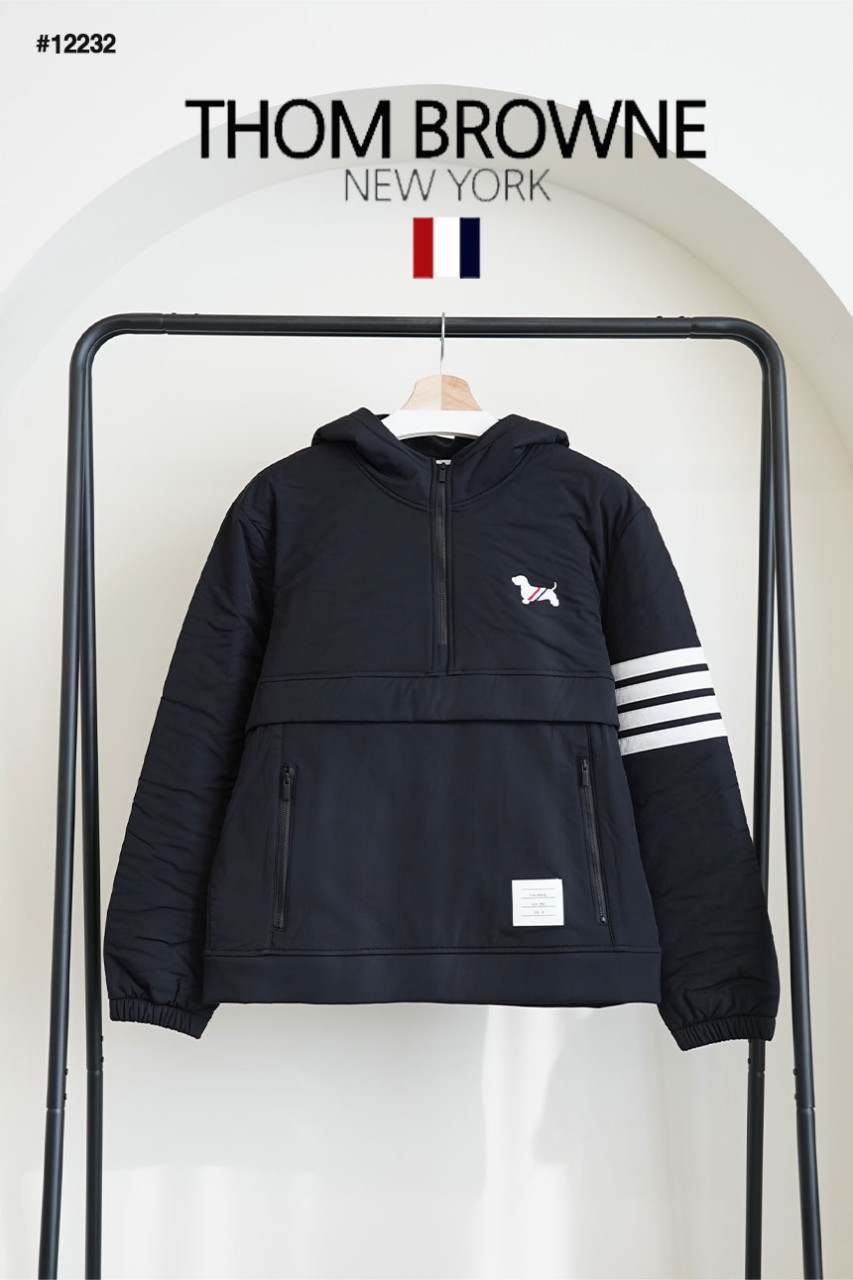 [THOM BROWNE] 톰브라운 도그 자수 4바 아노락 본딩기모 후드자켓