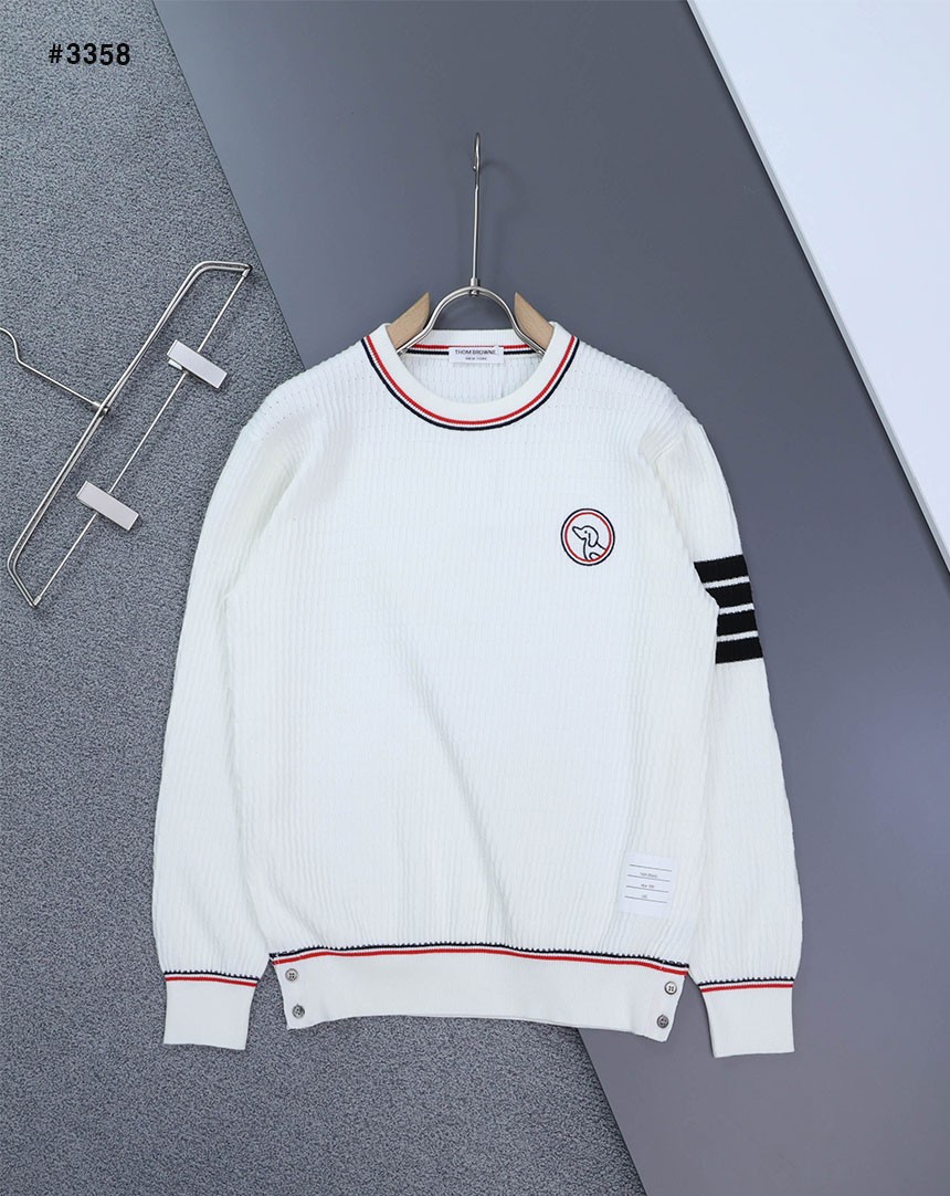 [THOM BROWNE] 톰브라운 사선 4바 헥터 라운드 니트