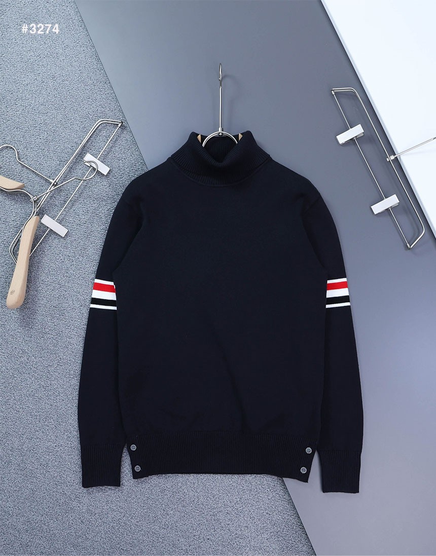 [THOM BROWNE] 톰브라운 RWB 암 밴드 져지 스티치 터틀넥 스웨터