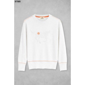 [HERMES] 에르메스 H 자수 로고 홀스 자카드 울 니트 풀오버