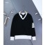 [THOM BROWNE] 톰브라운 밀라노 4바 V넥 울 니트