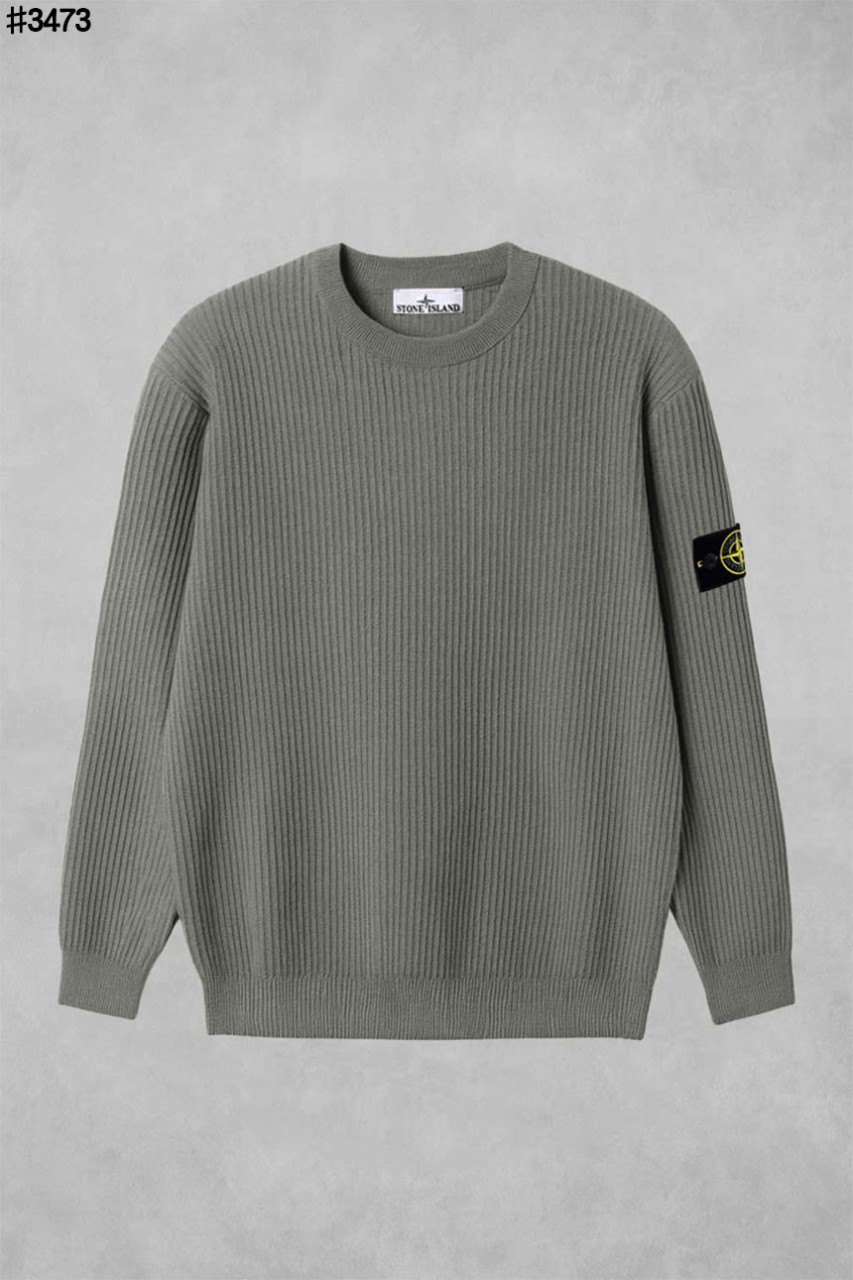 [STONE ISLAND] 스톤아일랜드 와펜 패치 베이직 리브 크루넥 니트 풀오버
