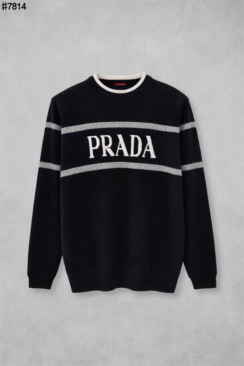[PRADA] 프라다 해치 자카드 로고 울 블렌드 니트 풀오버