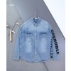 [MONCLER] 몽클레어 그레노블 레터링 로고 워싱 데님 셔츠