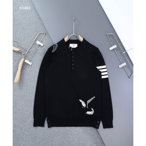 [THOM BROWNE] 톰브라운 남성 페더 인타르시아 4바 카라 니트