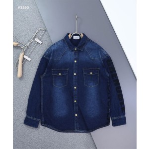 [MONCLER] 몽클레어 그레노블 레터링 로고 워싱 데님 셔츠