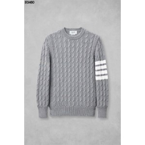 [THOM BROWNE] 톰브라운 코튼 사선 4-바 케이블 울 라운드 스웨터