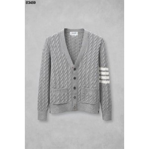 [THOM BROWNE] 톰브라운 코튼 사선 4-바 케이블 울 니트 브이넥 가디건