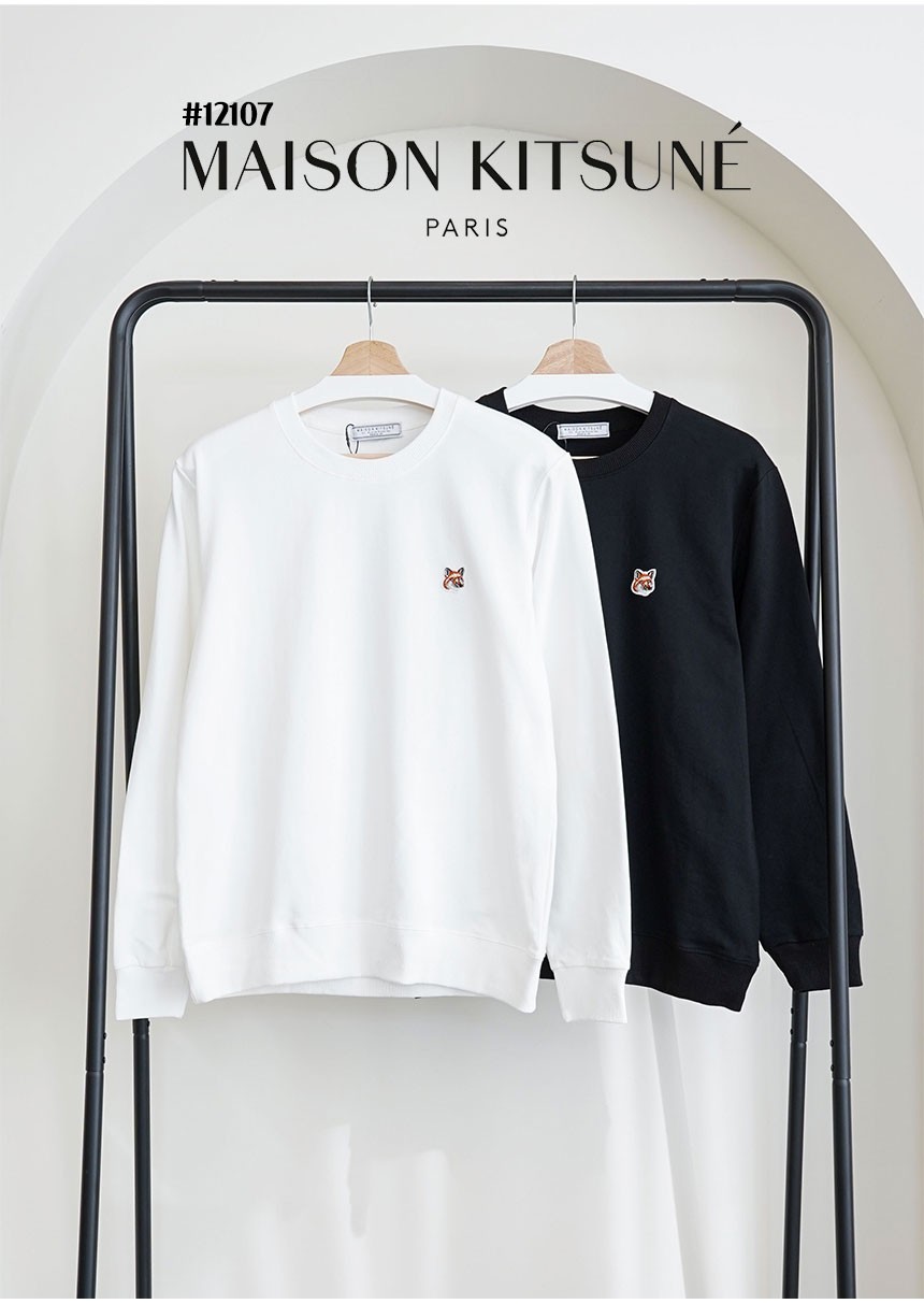 [MAISON KITSUNE] 메종키츠네 남여공용 폭스 헤드 자수 라운드 맨투맨 티셔츠