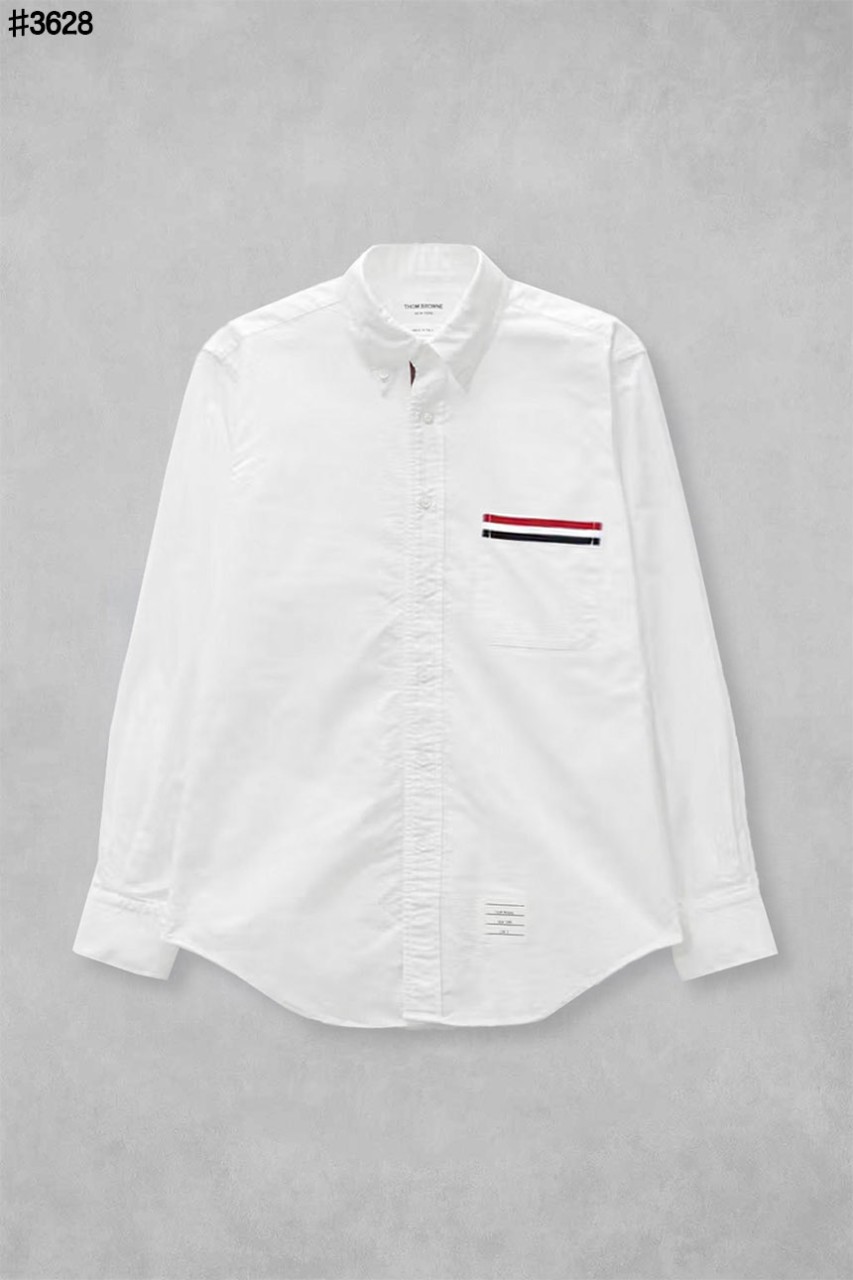 [THOM BROWNE] 톰브라운 그로그랭 포켓 화이트 옥스포드 버튼 다운 셔츠