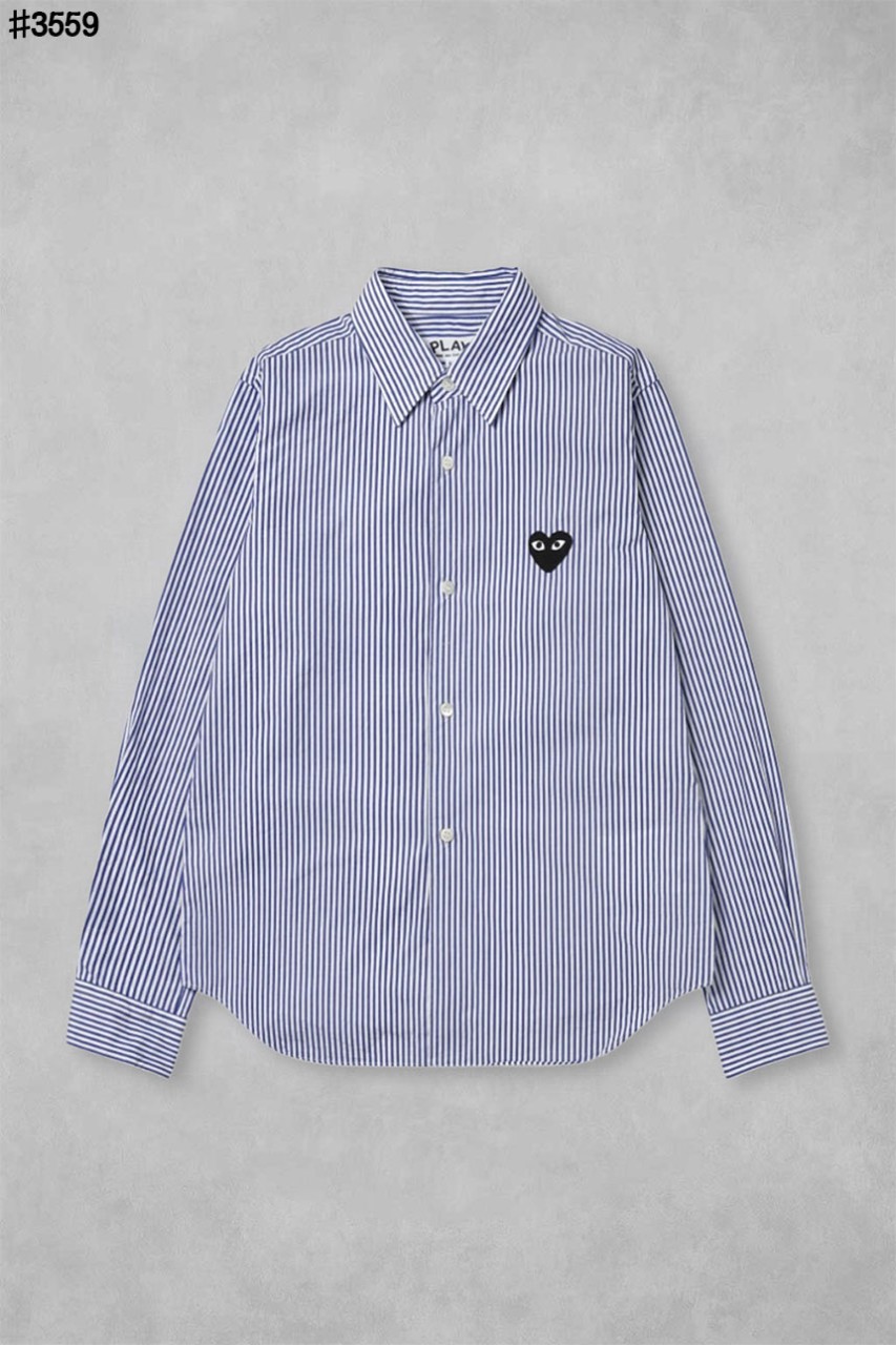 [Comme des Garcons] 꼼데가르송 스트라이프 블랙 하트 포플린 셔츠